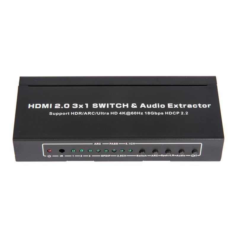 V2.0 HDMI 3x1 přepínač a podpora audio extraktoru ARC Ultra HD 4Kx2K @ 60 Hz HDCP2.2 18 Gbps