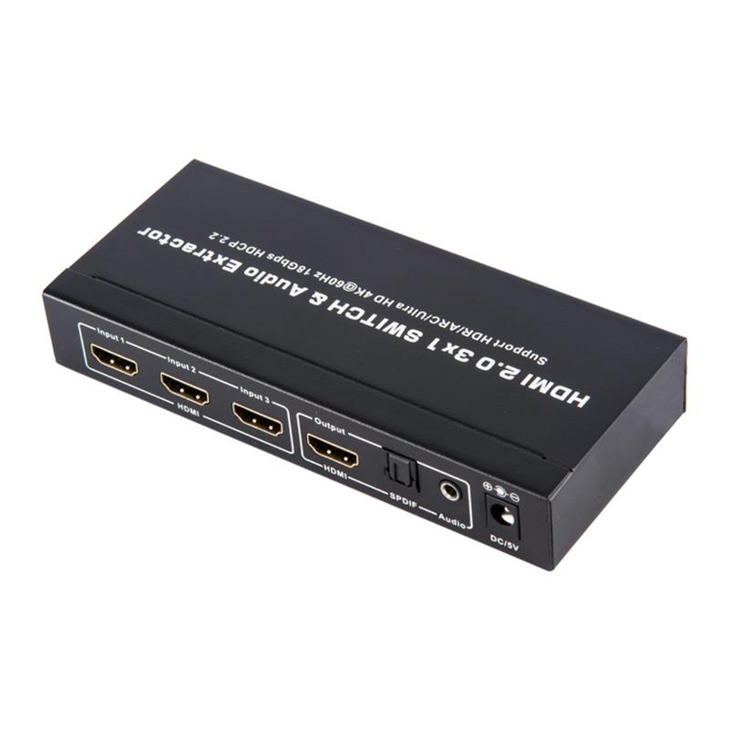 V2.0 HDMI 3x1 přepínač a podpora audio extraktoru ARC Ultra HD 4Kx2K @ 60 Hz HDCP2.2 18 Gbps