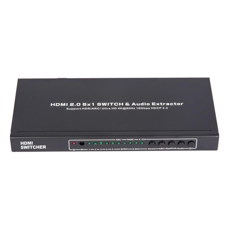 V2.0 HDMI 5x1 přepínač a podpora audio extraktoru ARC Ultra HD 4Kx2K @ 60 Hz HDCP2.2 18 Gbps