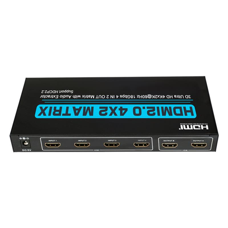 Podpora V2.0 HDMI 4x2 Matrix Ultra HD 4Kx2K @ 60 Hz HDCP2.2 18 Gbps s audio extraktorem