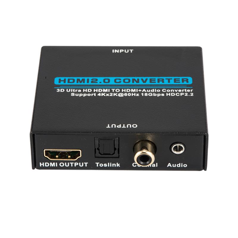 V2.0 HDMI Audio Extractor HDMI na HDMI + Audio Converter Podpora 3D Ultra HD 4Kx2K @ 60 Hz HDCP 2.2 18 Gbps