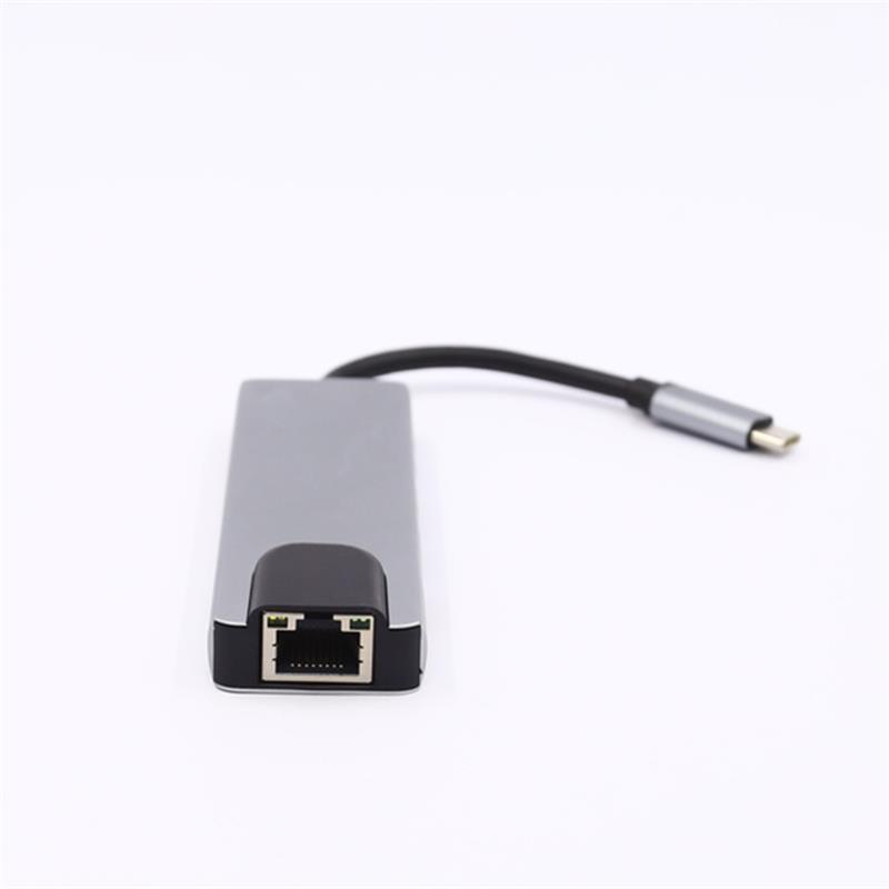 5-v-1 USB Type C na HDMI + LAN (1000M) + USB 3.0x2 + adaptér typu C Hub