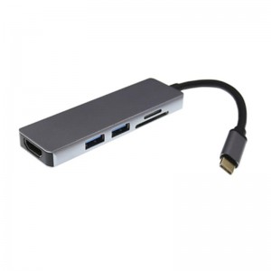 USB typ C do HDMI + 2 x USB 3.0 + rozbočovač karet SD