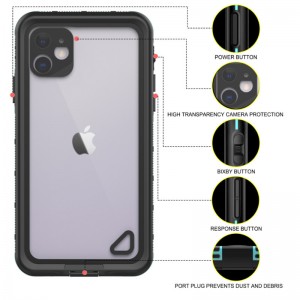 vodotěsný Shockable iphone 11 případ pod vodou iPod případ iphone 11 vodotěsný případ (černá) s průhledným krytem zad