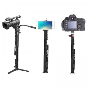Kingjoy Factory Přímý prodej skládacích 4 sekcí Profesionální a flexibilní Monopod s Pan Head pro dalekohled