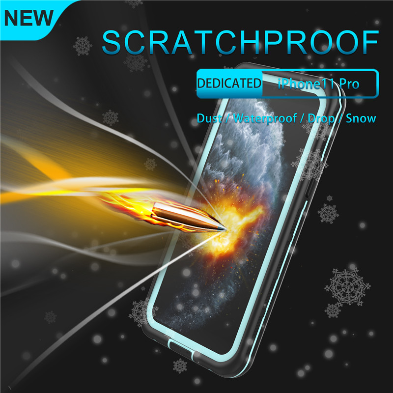 Vodotěsný nejlepší iphone 11 pro pouzdro vodotěsný iphone 11 pro vodotěsný iphone 11 pro (modrý) s průhledným zadním krytem