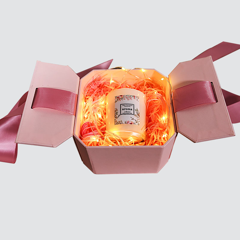 Pink Sweet Bowknot Gift Box Shaped Flap Candle Cup Chocolate Vynikající dárková krabička