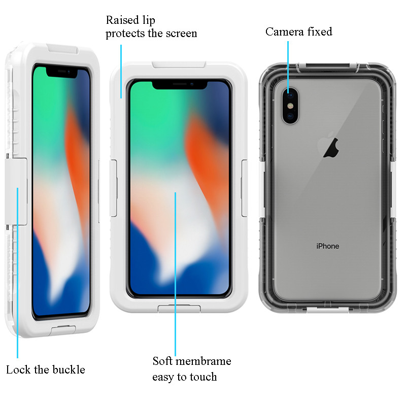 Univerzální vodotěsné pouzdro na mobilní telefon malé průhledné pouzdro na podvodní kameru pro iphone XS Max (bílé)