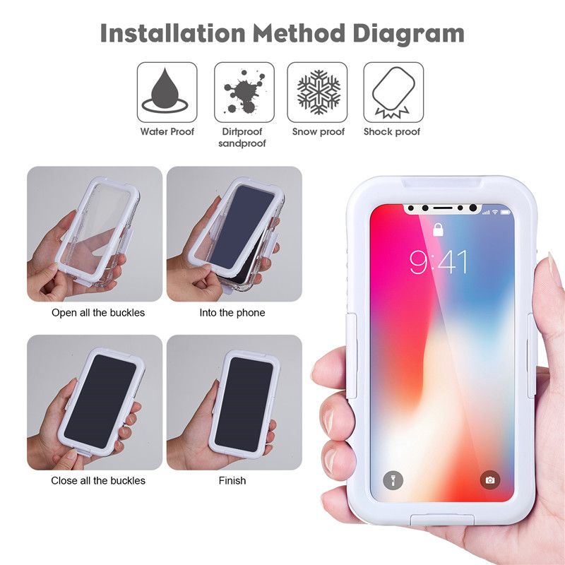 Vodotěsné a nárazuvzdorné pouzdro iphone Vodotěsné pouzdro poblíž mě Pouzdro na podvodní telefon s fotoaparátem pro iphone XS （Bílé)