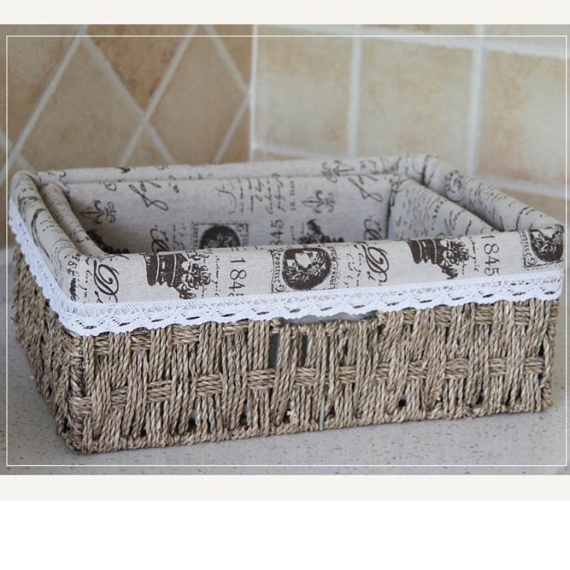 Seagrass Woven Strop Basket s lined