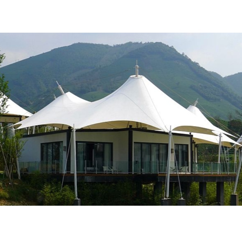 Prefab House Three Peaks Shape 2 Bedroom PVDF Vodotěsný Fabric Resort Hotel Tent