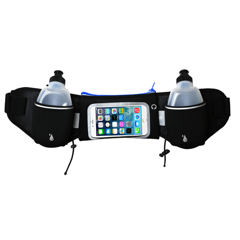 Elastický sportovní běžící pás s 2ks Vodní lahve Runner Bum Pouch