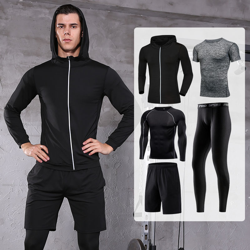 FDML021-5 Pcs Men's Working Clothes Set Fitness Suit Sportswaret