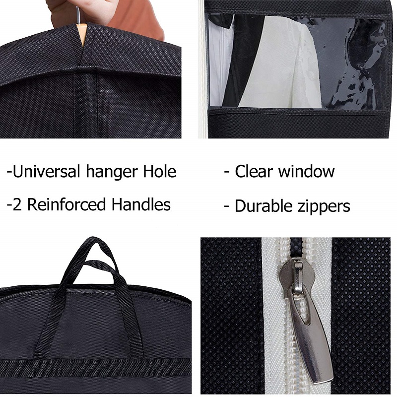 SGW11 Clear Window Men Women Suit Prach Cover Netkané Oděvní Tašky S Mesh Shoe Pockets