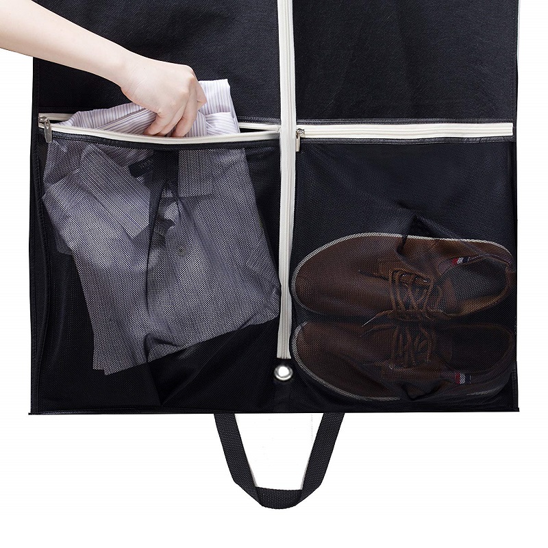 SGW11 Clear Window Men Women Suit Prach Cover Netkané Oděvní Tašky S Mesh Shoe Pockets