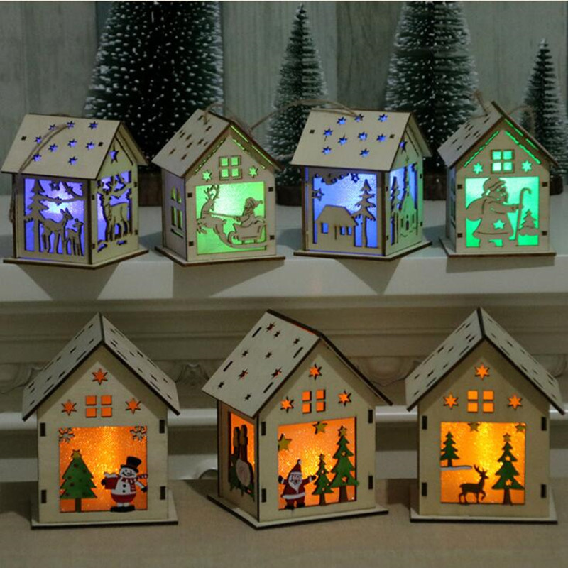 Dřevěný dům s led světly pro vánoční řemesla velkoobchod