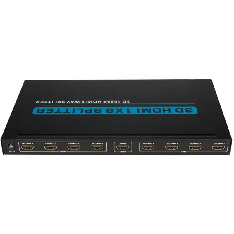 8 portů HDMI 1x8 Splitter podporuje 3D Full HD 1080P