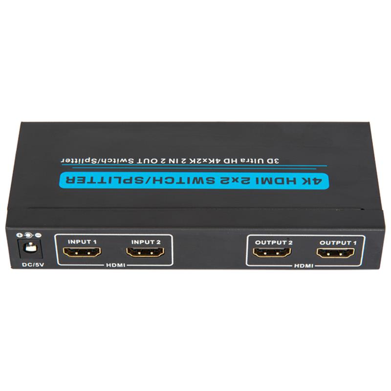 4K / 30Hz HDMI 2x2 přepínač / splitter podporuje 3D Ultra HD 4Kx2K / 30Hz