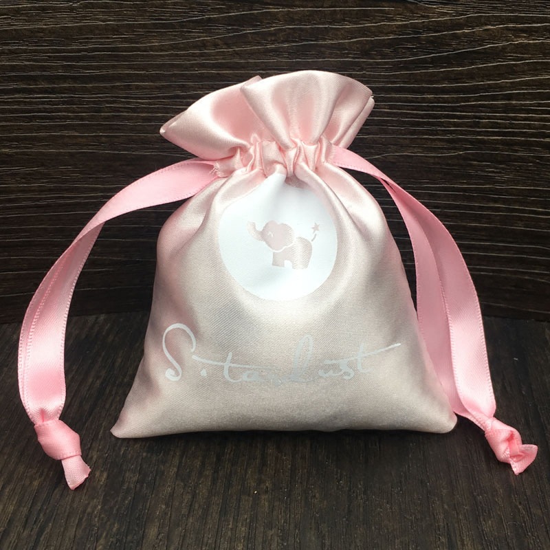 SGS43 Custom Satin Hair Dust Bags Pink Wig Packaging Saténové dárkové tašky Velkoobchod
