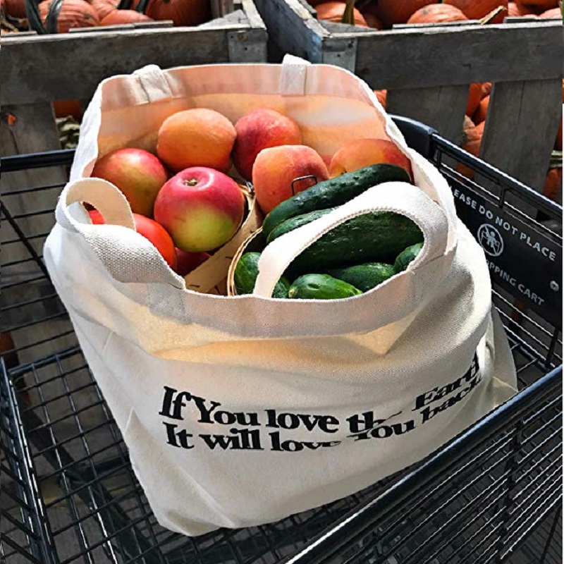 SG64 Heavy Duty Organic Vegetable Fruit Shopping Bag Cotton Canvas Tote Bags s vlastním potištěným logem