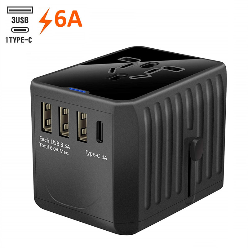 RRTRAVEL International Travel Adapter Univerzální napájecí adaptér po celém světě Vše v jednom 4 USB s elektrickou zástrčkou Ideální pro evropské země USA, EU, UK, AU 160