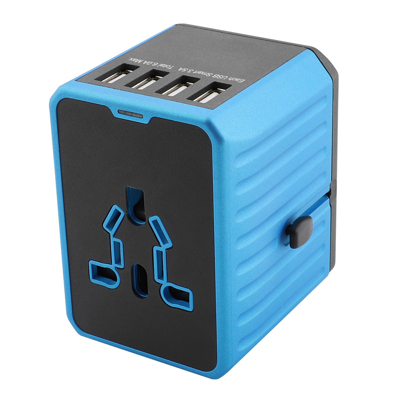 RRTRAVEL Universal Travel Travel Adaptér, International Power Adaptér, Worldwide Plug Adaptér s 4 USB Porty, High Speed 4.5A Wall Charger, Vše v jedné AC Socket pro USA UK AUS Europe Asia Phone Laptop