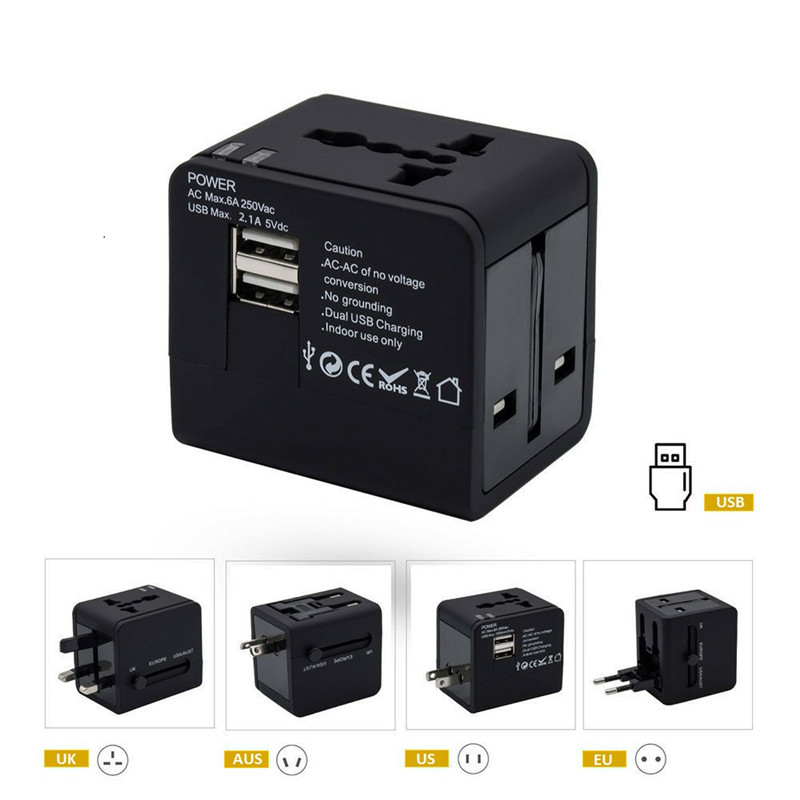 RRTRAVEL nejlepší cestovní dar univerzální cestovní adaptér s 2 usb AUS US UE UK plug všechny v jednom adaptéru