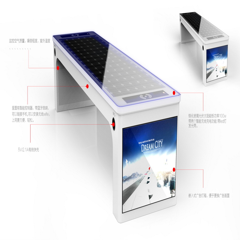 Nabíjení USB Energeticky úsporná multifunkční parkovací lavička