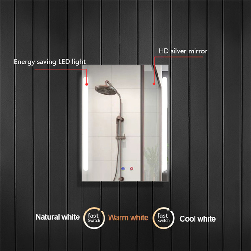Heat Fog Free Wall Mounted Koupelna LED Mirror s 3 Colors Light for Bath příslušenství