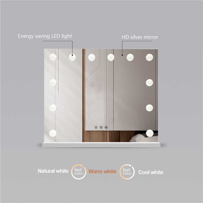 Ložnice Lighted Standing LED Cosmetic Mirror Dimmable Bulbs Makeup Vanity Hollywood Mirror