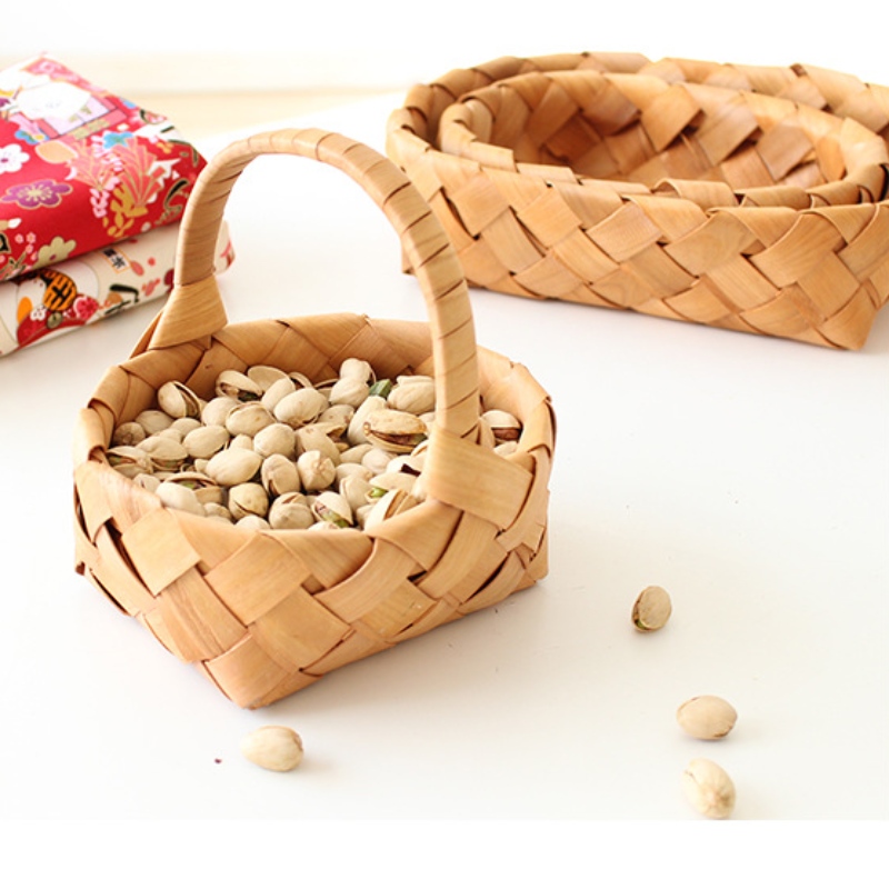 Home Decor dřevěný koš s rukojetí