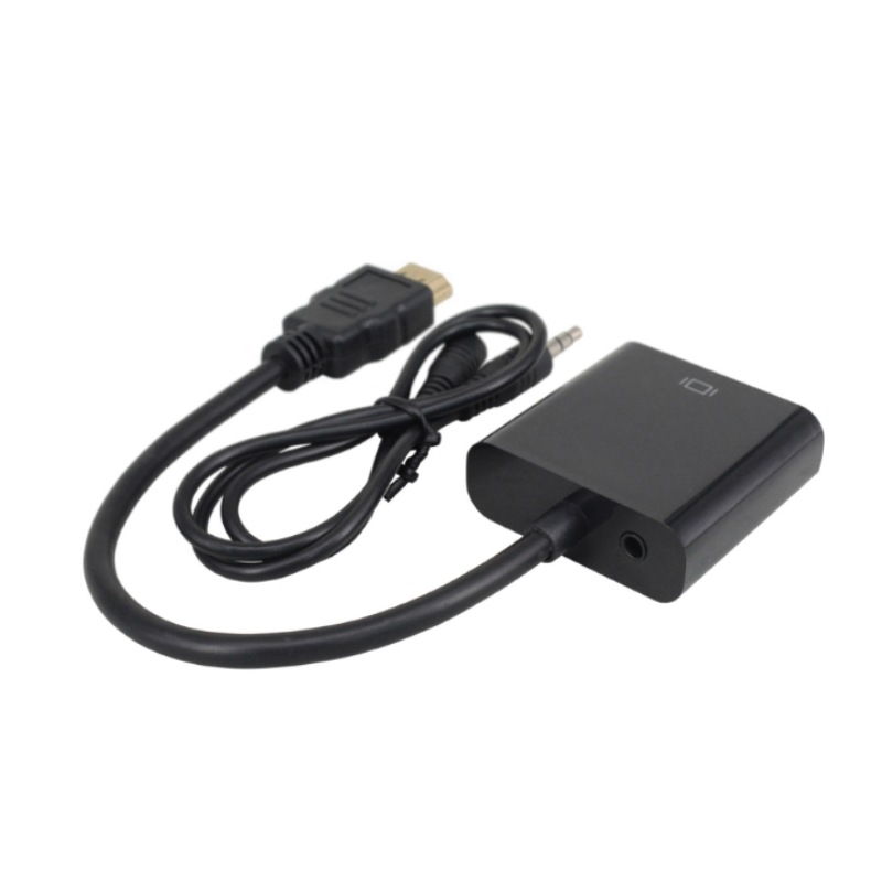 1080P HDMI pro VGA 15cm kabel s 3.5mm audio bílá/černá barva