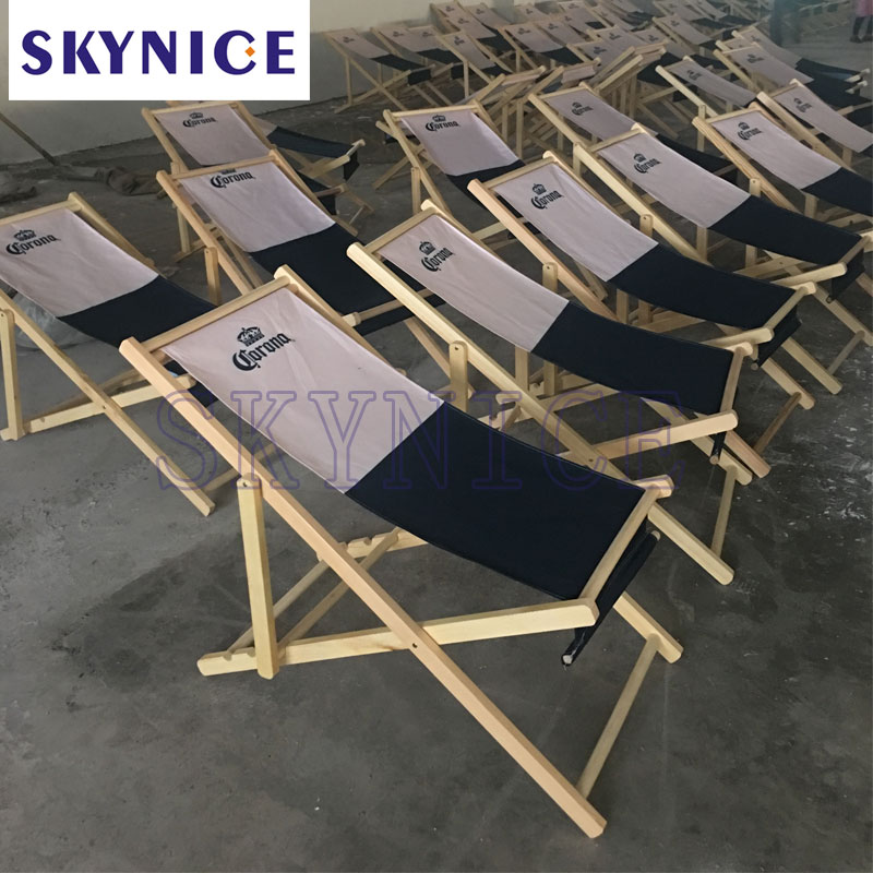 Vlastní logo Outdoor Foldable Wooden Canvas Beach Deck Chair