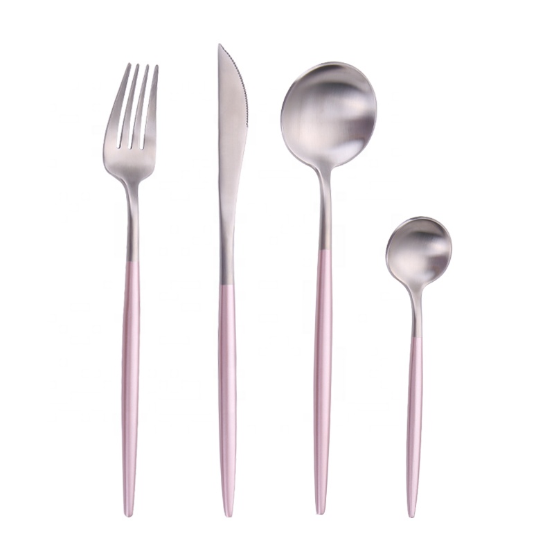 Portugal styl nerezové oceli flatware růžové rukojeť příborů