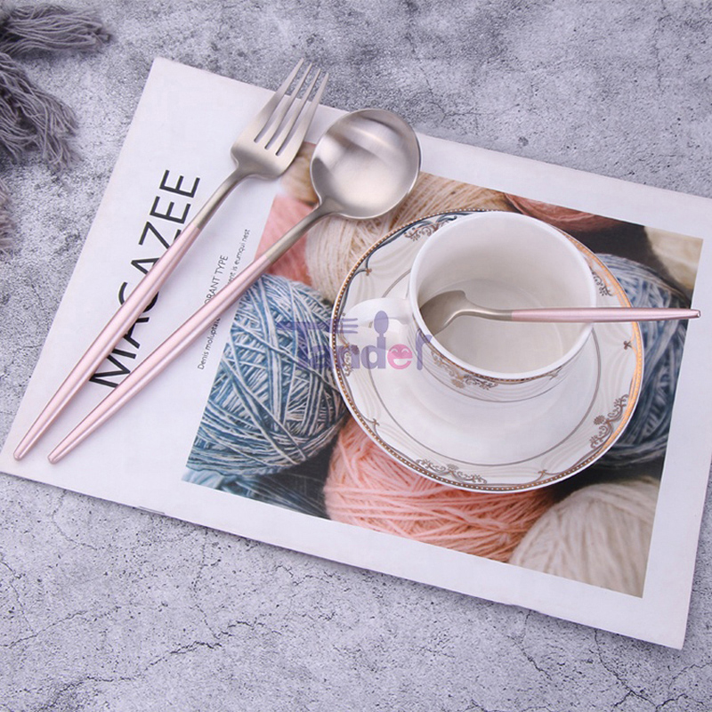 Portugal styl nerezové oceli flatware růžové rukojeť příborů