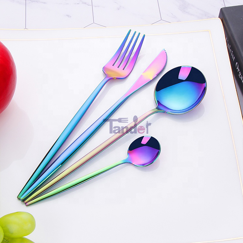 prodej za tepla barevný pvd povlak flatware set multicolor titan nerez ocel duhové příbory