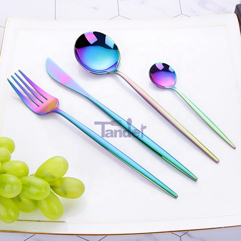 prodej za tepla barevný pvd povlak flatware set multicolor titan nerez ocel duhové příbory