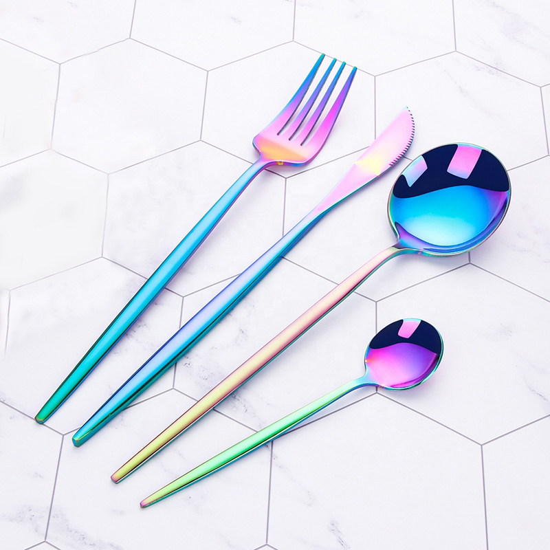 prodej za tepla barevný pvd povlak flatware set multicolor titan nerez ocel duhové příbory