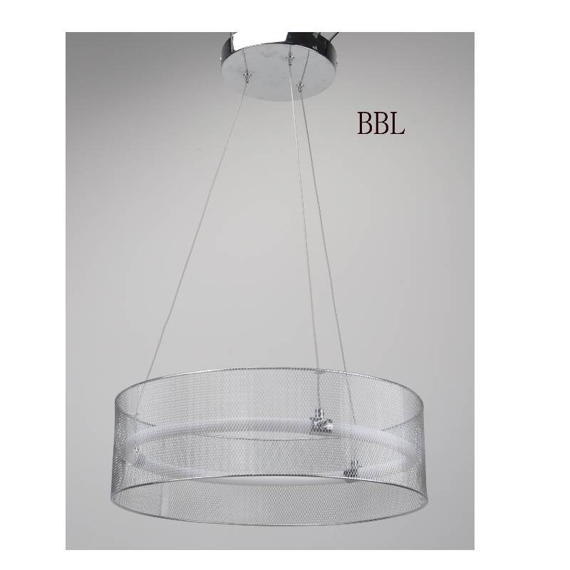 LED závěsná lampa s kovovým stínidlem a akrylovou trubicí bez stínu
