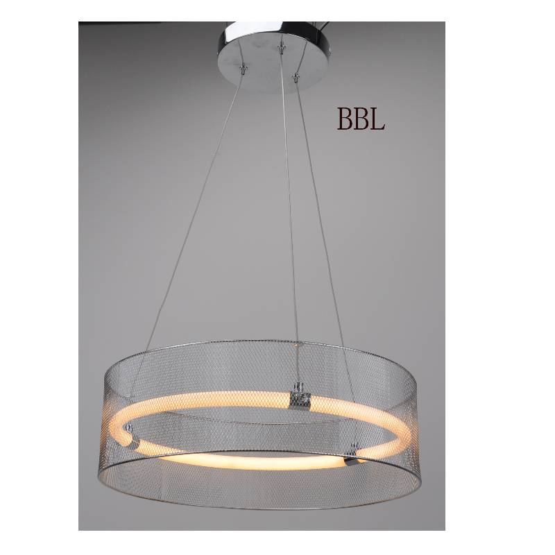 LED závěsná lampa s kovovým stínidlem a akrylovou trubicí bez stínu