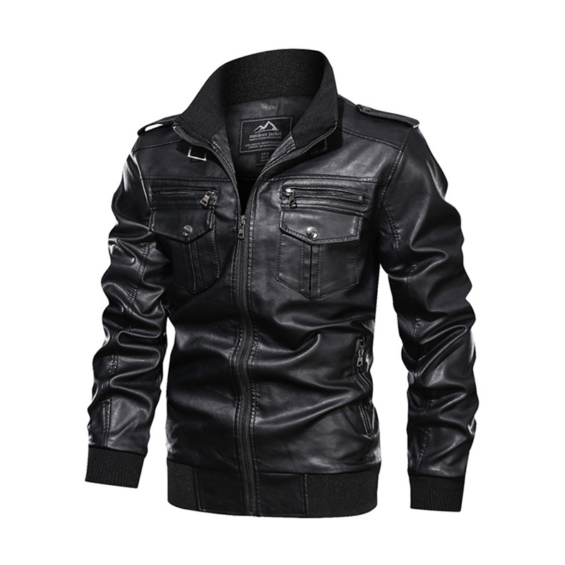 Kožená bunda Fashion Pilot Fleece Thick Leather Bomber Jacket Wholesale Teplá zima