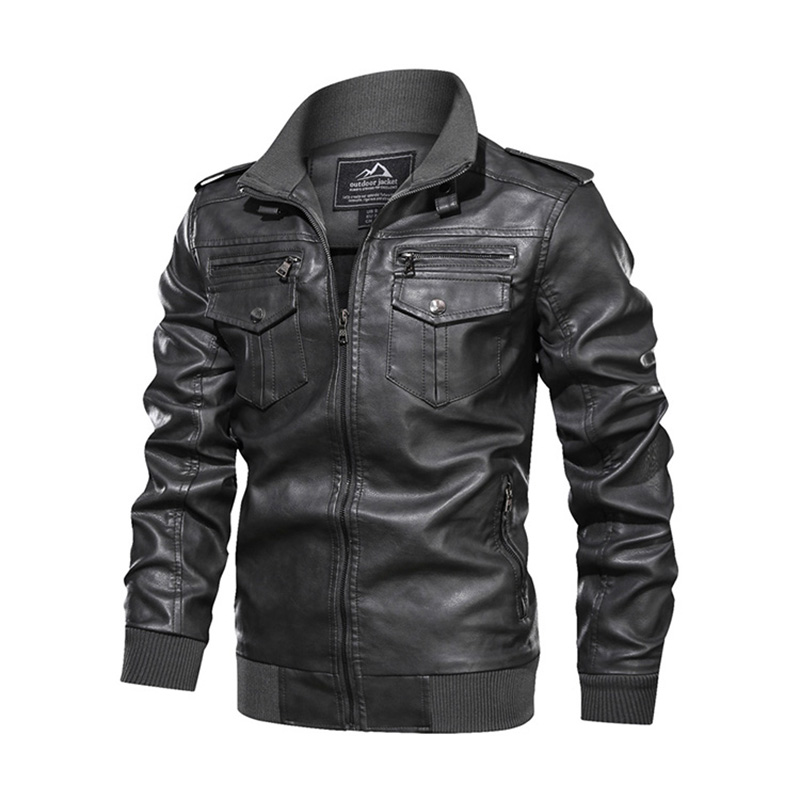 Kožená bunda Fashion Pilot Fleece Thick Leather Bomber Jacket Wholesale Teplá zima