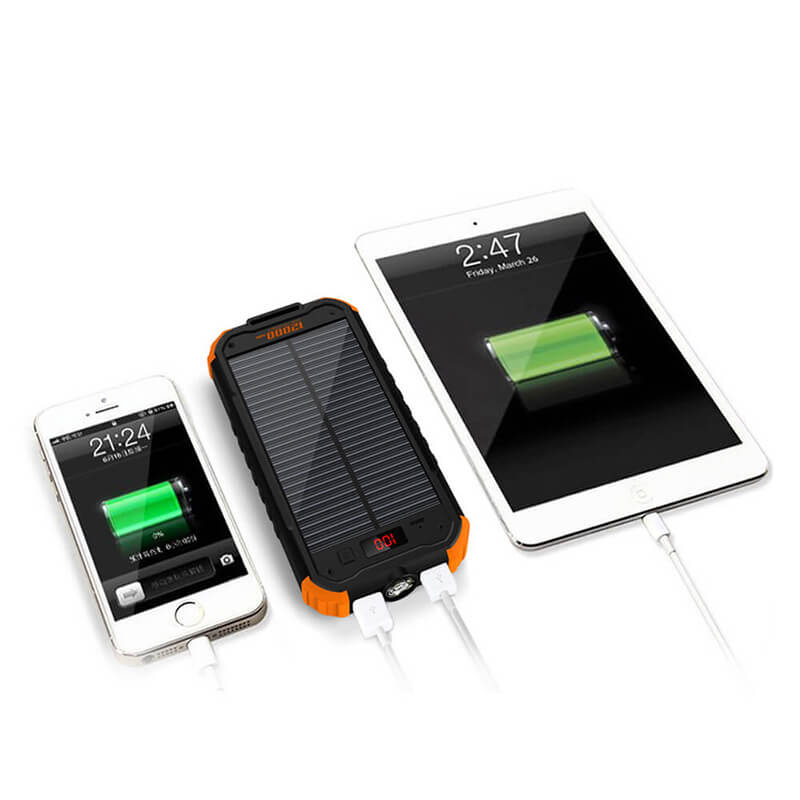 12000mAh Led Flashlight Solar Power Bank s LCD Digital Display