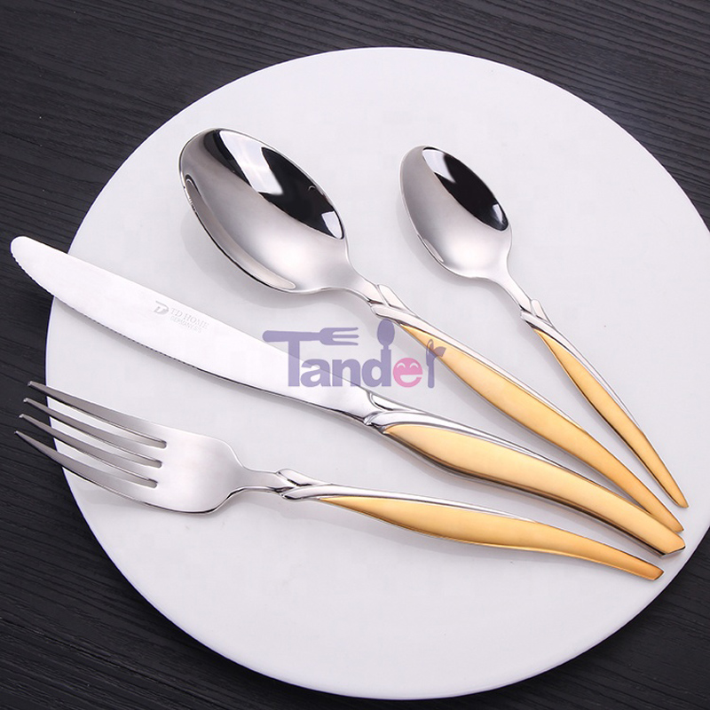 72/84/86 Gottinghen Stainless Steel Flatware Gold 86 Pcs Cutlery Sada s dřevěným pouzdrem