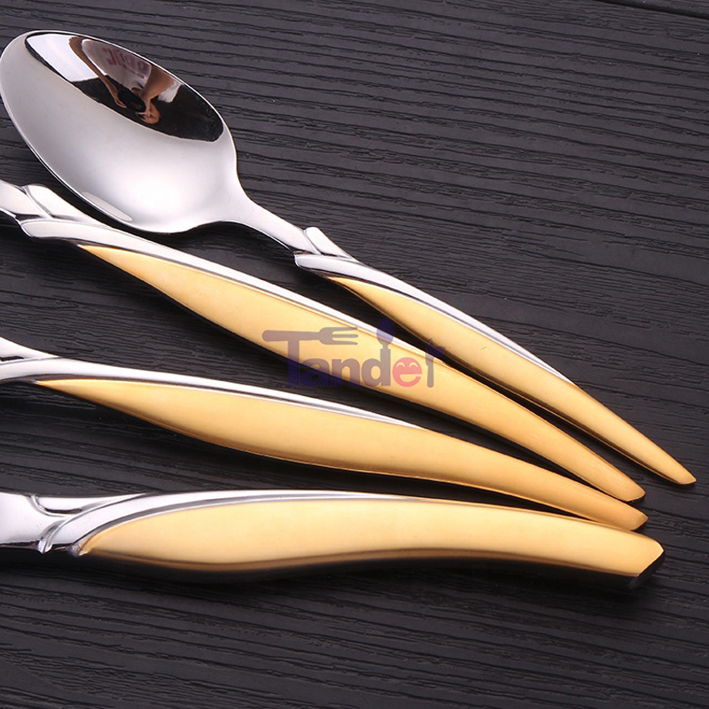 72/84/86 Gottinghen Stainless Steel Flatware Gold 86 Pcs Cutlery Sada s dřevěným pouzdrem