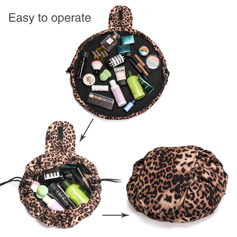 Líná kosmetická taška / taška se stahovacím make-upem / toaletní taška / velká kapacita cestovní taška / organizér pro ženy a dívky - Leopard…