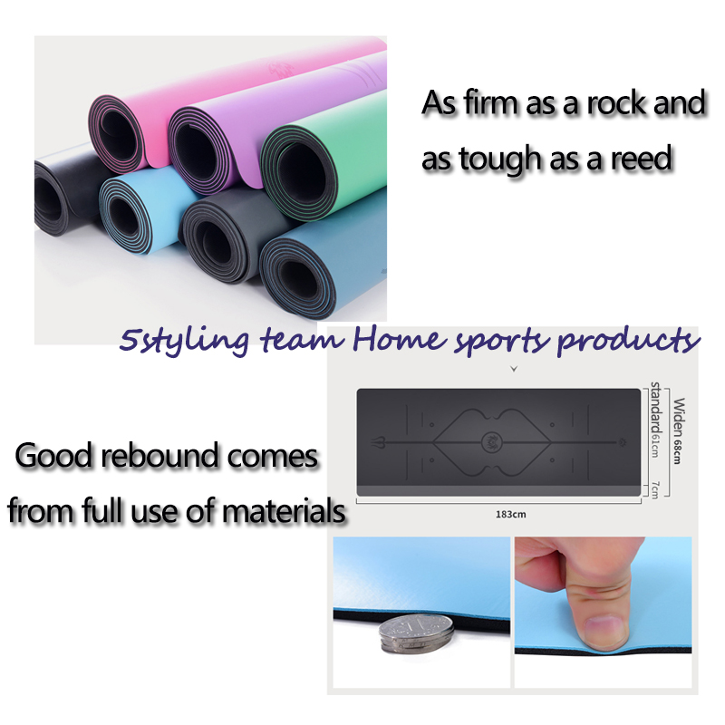 Poziční linie Pu Natural Rubber Yoga Mat, absorpce potu a protiskluzová ochrana, luxusní rohož ze země, fitness rohož pro jógu pro muže a ženy