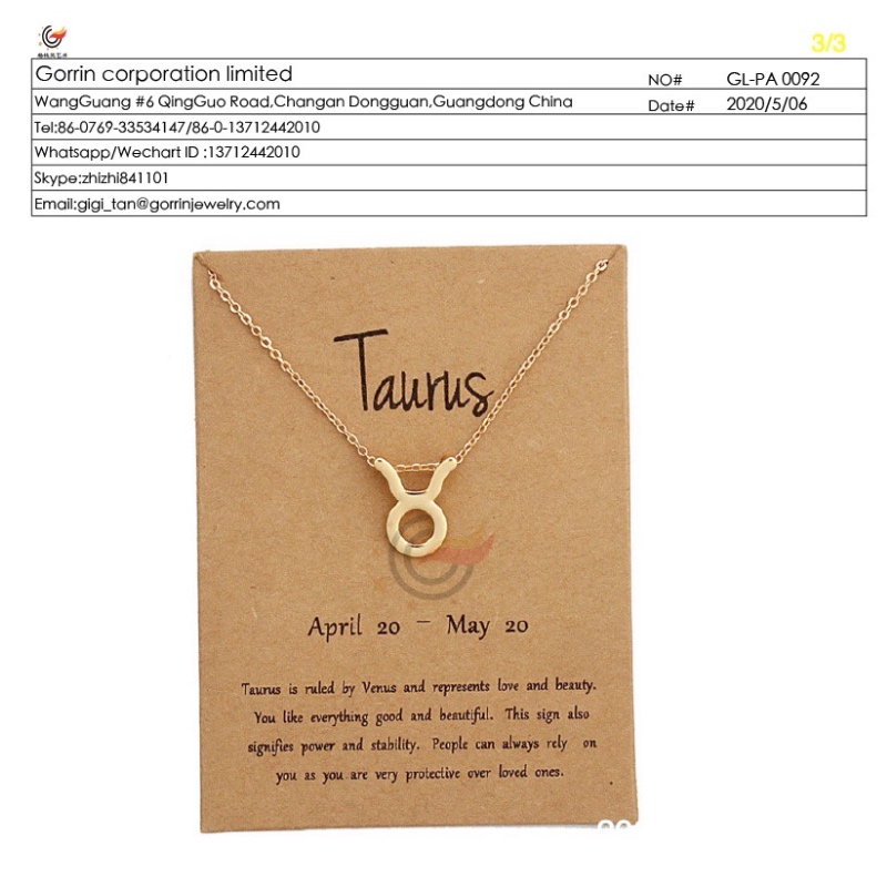 Karta náhrdelníku Gl-PA0092