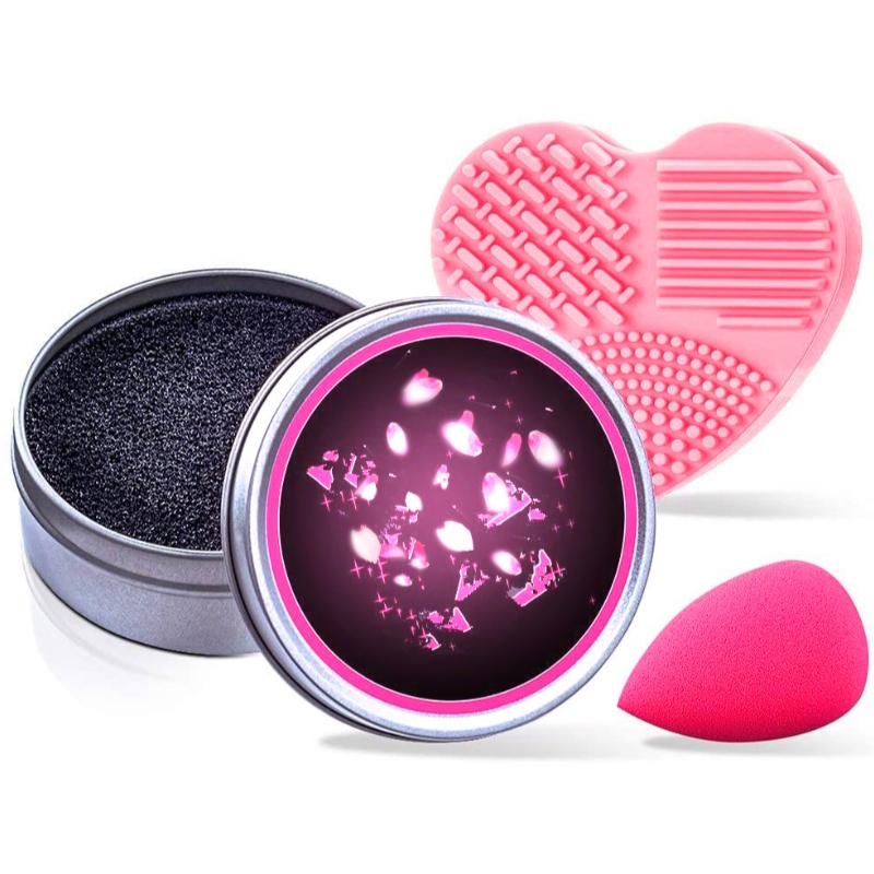 Makeup Cleaner Kit, Color Remove Cleaner Sponge, Silicone Glove a Makeup Sponge Blender, Perfect Partner for Your Traveling --Pack of 3