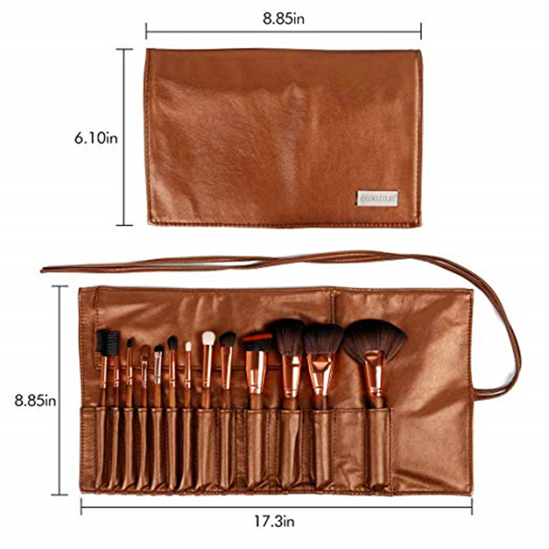 Kartáče BEALUXUR 13ks s koženou taškou Sada Premium Synthetic Cosmetic Cosmetic brush Sada ekologických štětců